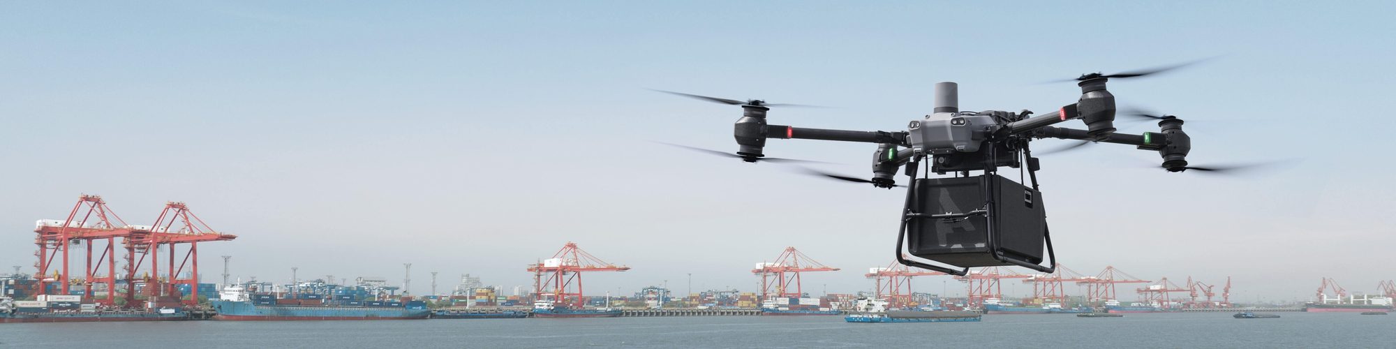 DJI enterprise drone at a port